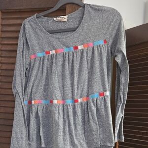 Savanna Jane Gray Blouse with Colorful Accents